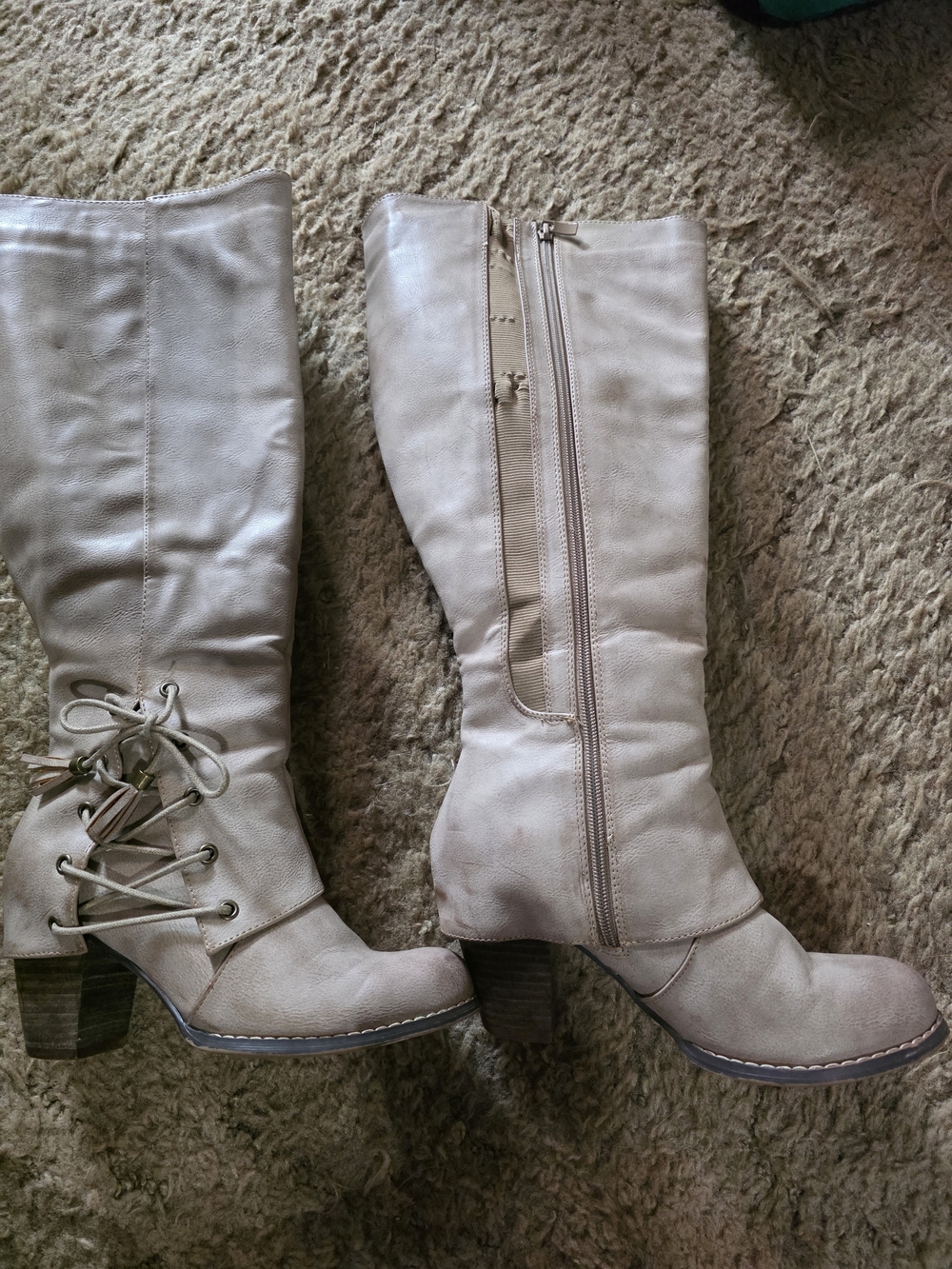 torrid Cream Tall Lace-Up Side-Zip Heeled Boots